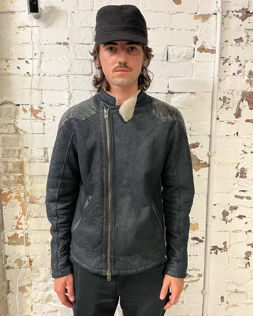 Giorgio Brato Asymmetrical  Padded Shearling Leather Jacket YxtDgaX 3