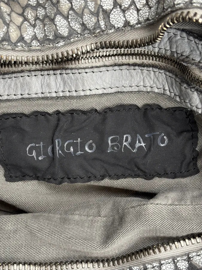 Giorgio Brato Grey Python Trompe Loeil Leather Handle Bag LczDdlW 18