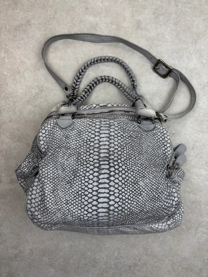 Giorgio Brato Grey Python Trompe Loeil Leather Handle Bag LczDdlW 4