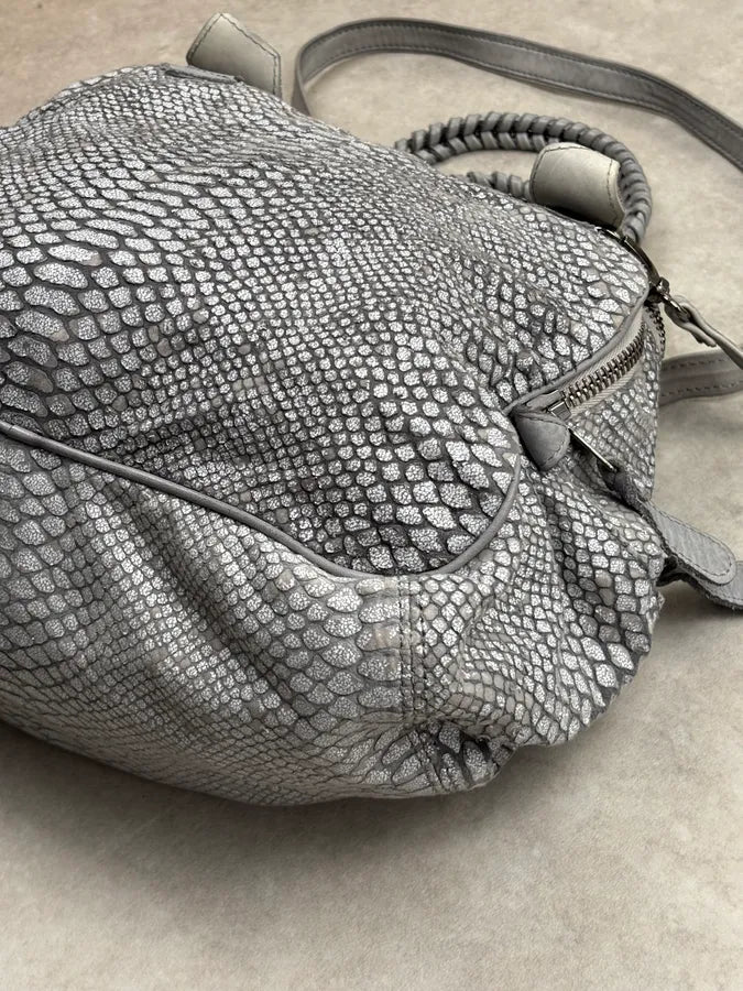 Giorgio Brato Grey Python Trompe Loeil Leather Handle Bag LczDdlW 6