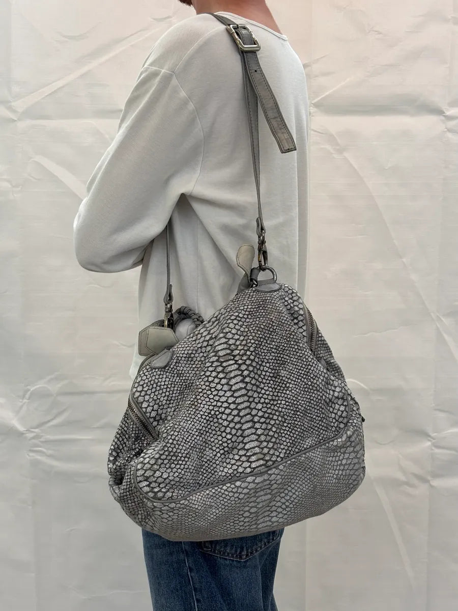 Giorgio Brato Grey Python Trompe Loeil Leather Handle Bag LczDdlW 2