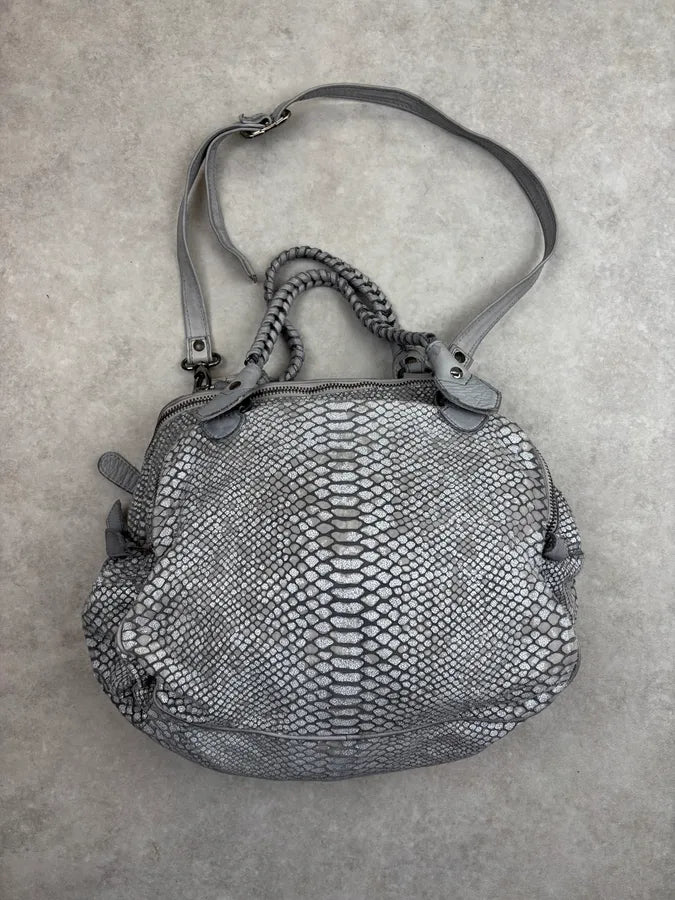 Giorgio Brato Grey Python Trompe Loeil Leather Handle Bag LczDdlW 12