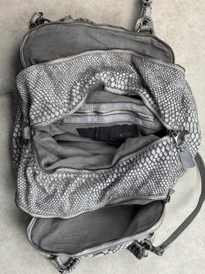 Giorgio Brato Grey Python Trompe Loeil Leather Handle Bag LczDdlW 17