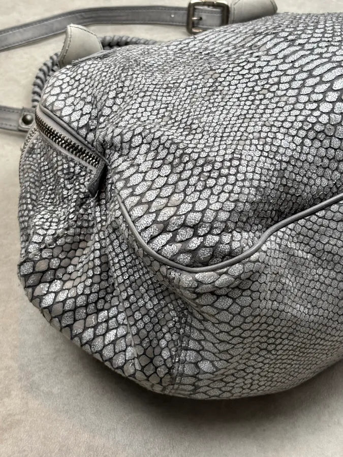 Giorgio Brato Grey Python Trompe Loeil Leather Handle Bag LczDdlW 7