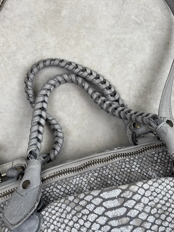 Giorgio Brato Grey Python Trompe Loeil Leather Handle Bag LczDdlW 14