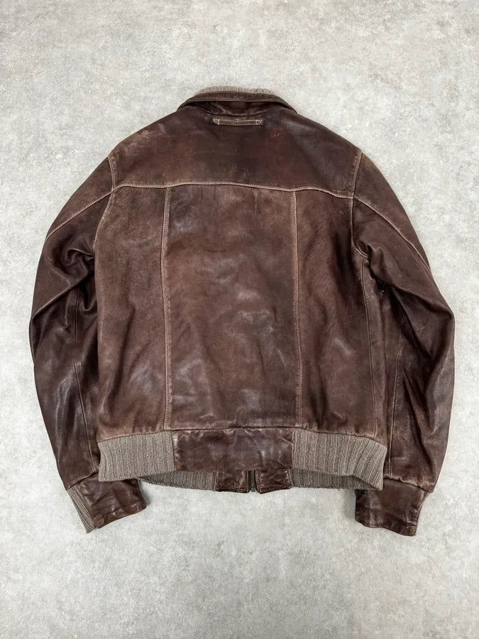 Giorgio Brato Italian Brown Eroded Leather Jacket XGRIqpZ 3