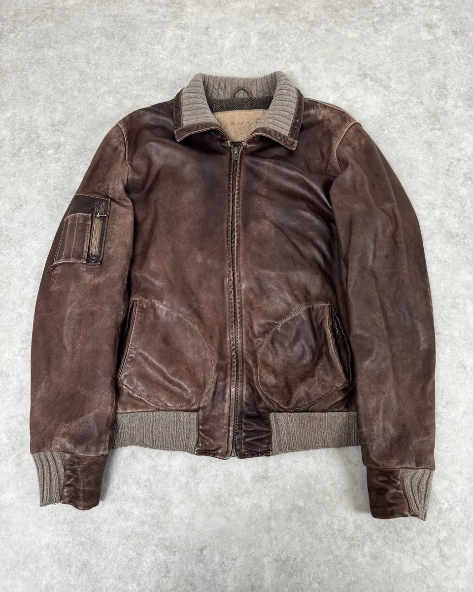 Giorgio Brato Italian Brown Eroded Leather Jacket XGRIqpZ 0