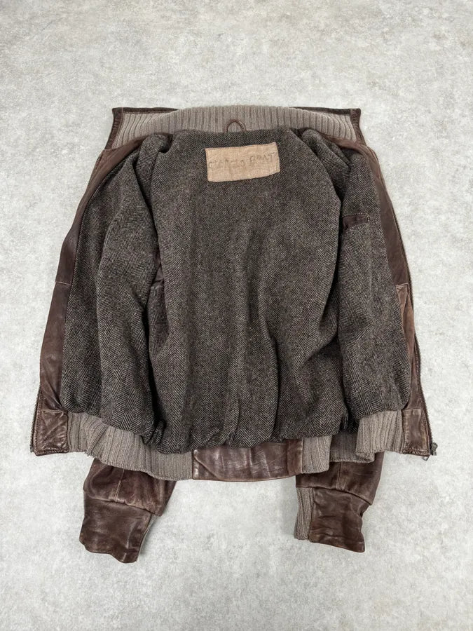 Giorgio Brato Italian Brown Eroded Leather Jacket XGRIqpZ 6