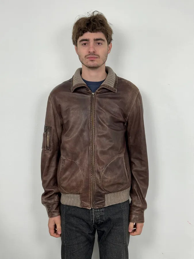 Giorgio Brato Italian Brown Eroded Leather Jacket XGRIqpZ 1