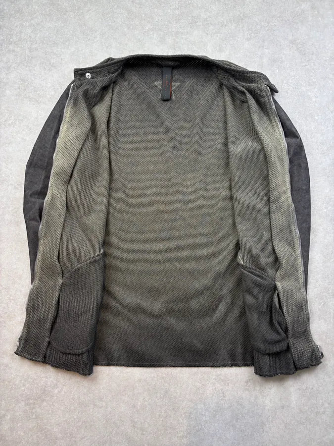 Giorgio Brato Khaki & Grey Leather Contrast Jacket jbwbZBR 6