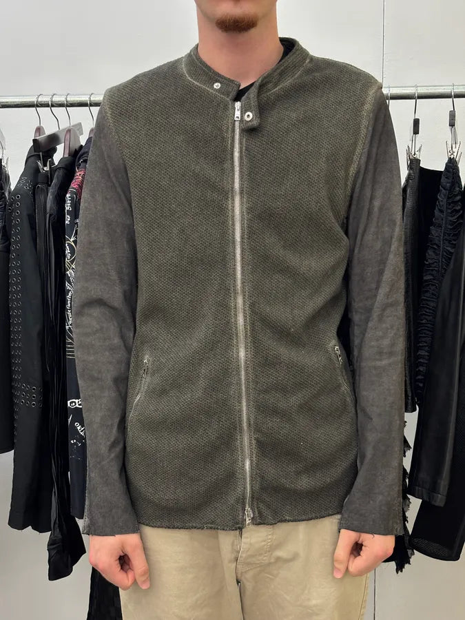 Giorgio Brato Khaki & Grey Leather Contrast Jacket jbwbZBR 1
