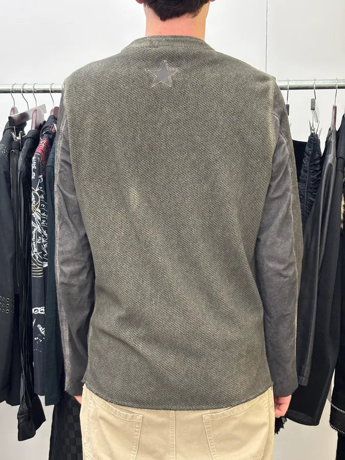 Giorgio Brato Khaki & Grey Leather Contrast Jacket jbwbZBR 2