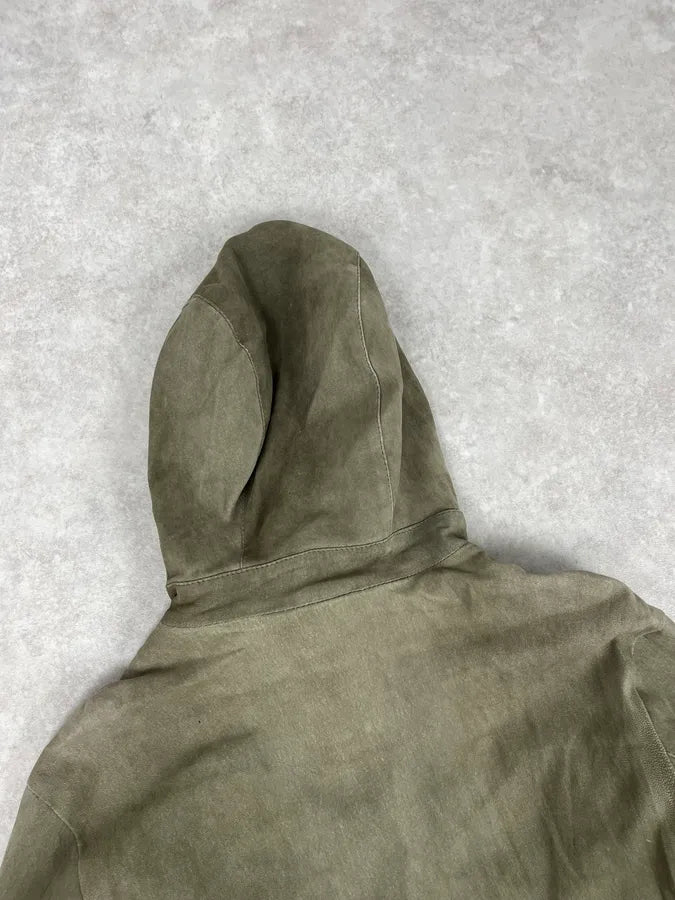 Giorgio Brato Olive Avant-Garde Leather Zip Hooded Jacket ePEffYB 5
