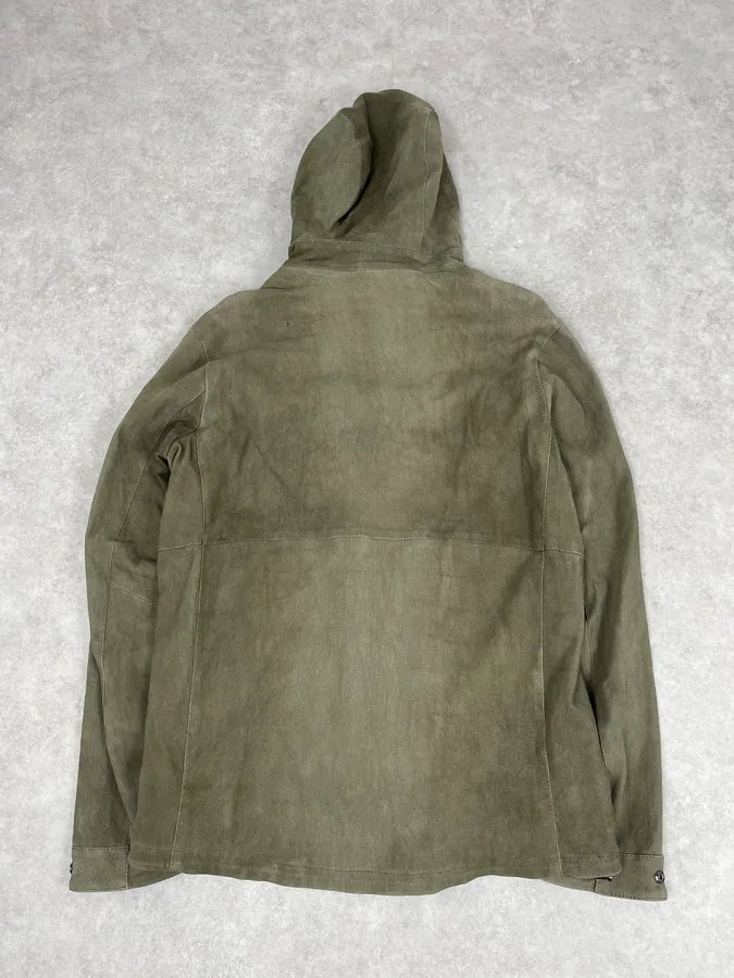 Giorgio Brato Olive Avant-Garde Leather Zip Hooded Jacket ePEffYB 4