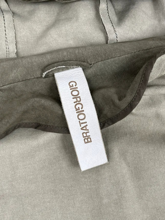 Giorgio Brato Olive Avant-Garde Leather Zip Hooded Jacket ePEffYB 8