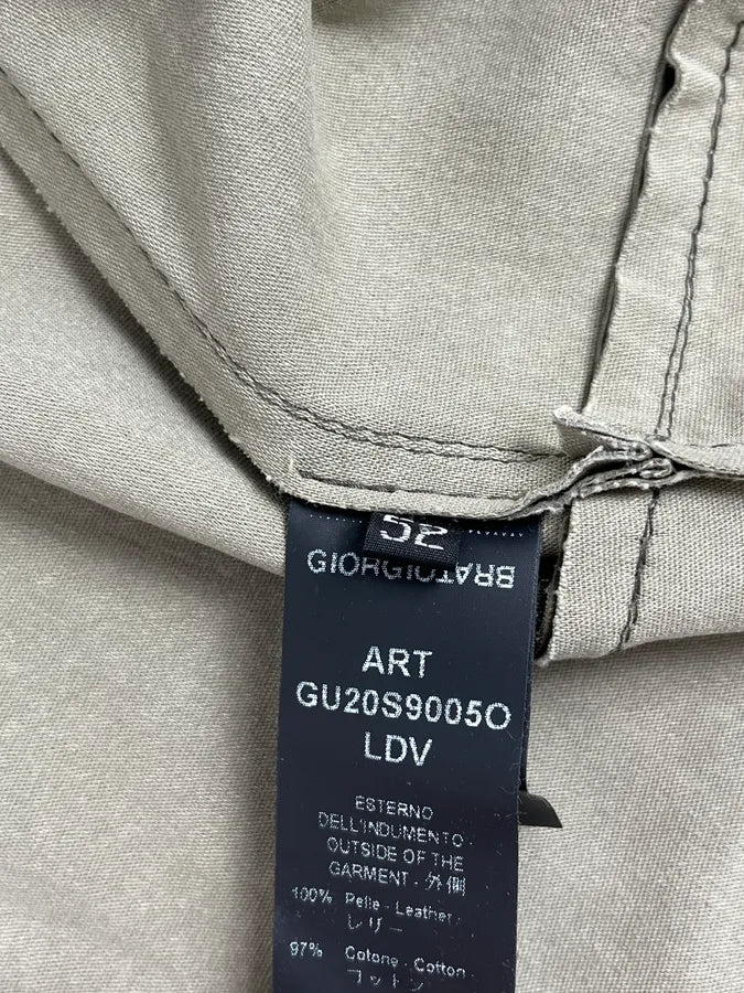 Giorgio Brato Olive Avant-Garde Leather Zip Hooded Jacket ePEffYB 7