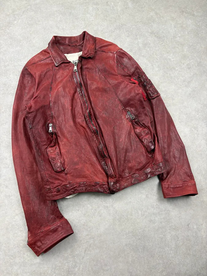2010s Giorgio Brato Red Avant-Garde Leather Jacket exFGuVm 3