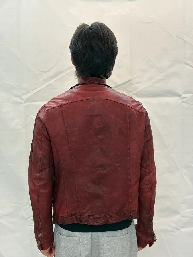 2010s Giorgio Brato Red Avant-Garde Leather Jacket exFGuVm 2