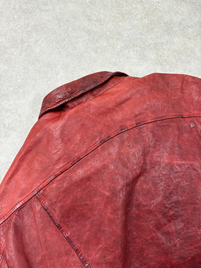 2010s Giorgio Brato Red Avant-Garde Leather Jacket exFGuVm 8