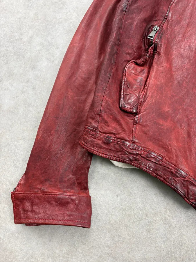 2010s Giorgio Brato Red Avant-Garde Leather Jacket exFGuVm 7