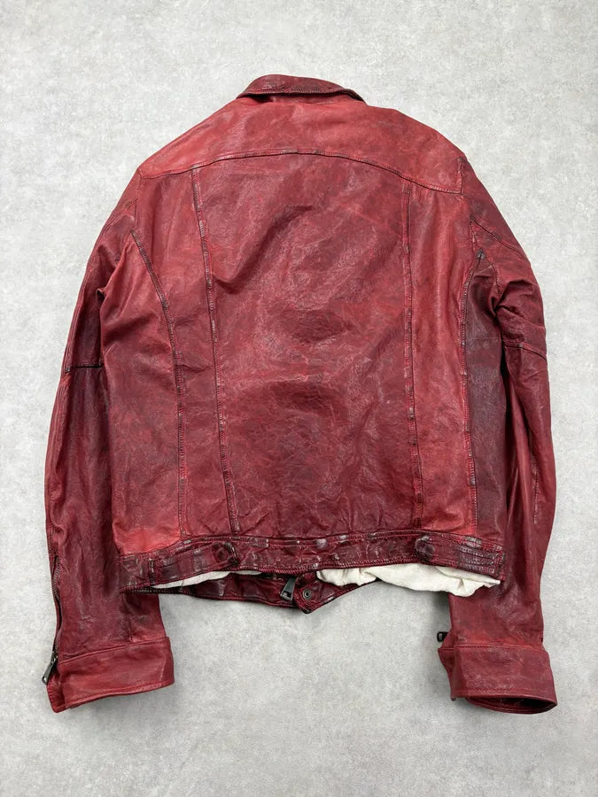 2010s Giorgio Brato Red Avant-Garde Leather Jacket exFGuVm 5