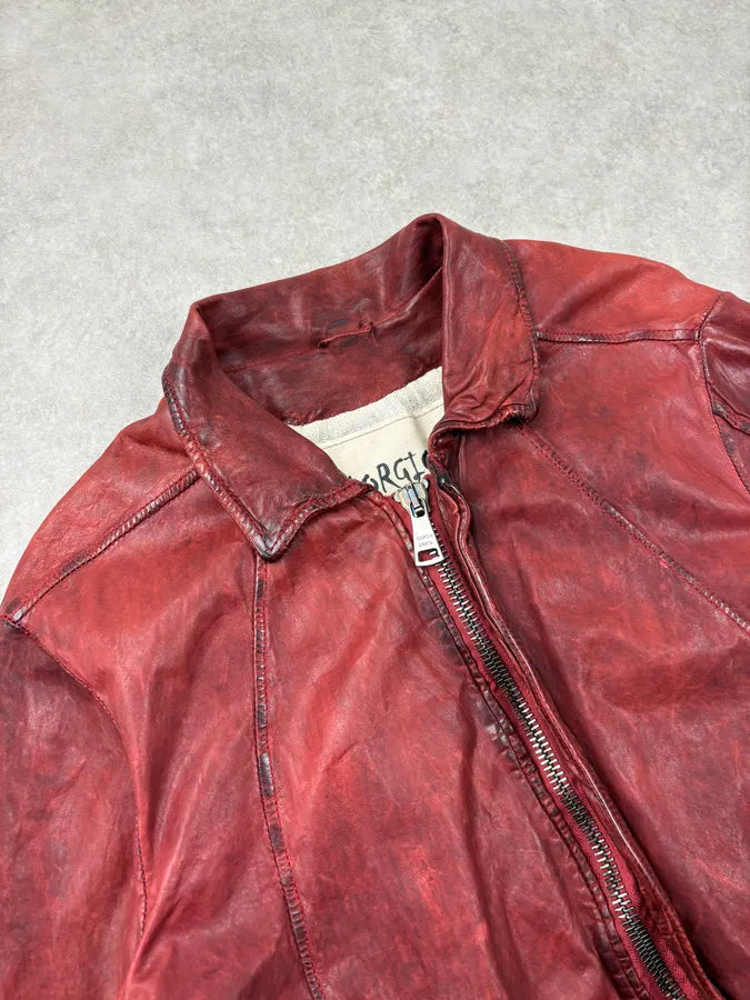 2010s Giorgio Brato Red Avant-Garde Leather Jacket exFGuVm 4
