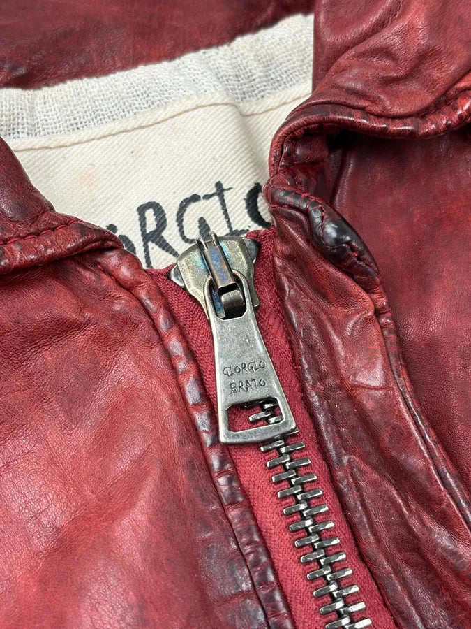 2010s Giorgio Brato Red Avant-Garde Leather Jacket exFGuVm 9