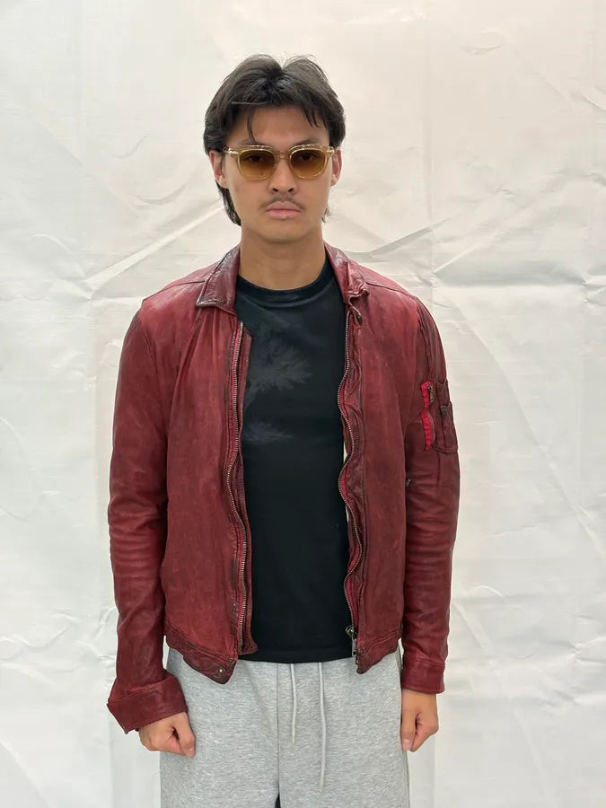 2010s Giorgio Brato Red Avant-Garde Leather Jacket exFGuVm 1
