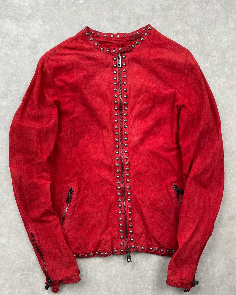 Giorgio Brato Red Studded Leather Jacket iCTcXan 0