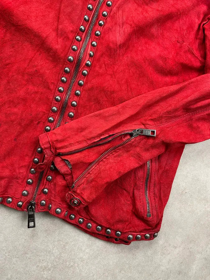 Giorgio Brato Red Studded Leather Jacket iCTcXan 7