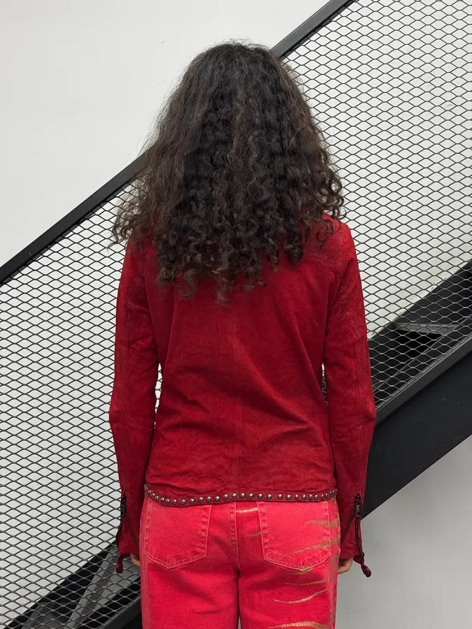 Giorgio Brato Red Studded Leather Jacket iCTcXan 2
