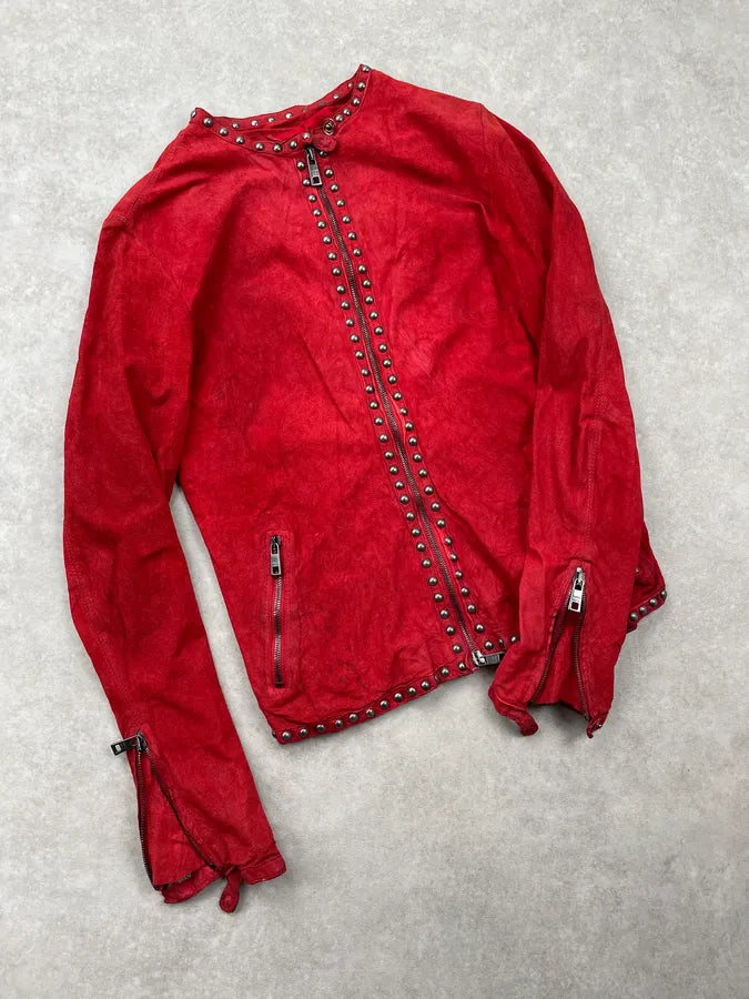 Giorgio Brato Red Studded Leather Jacket iCTcXan 3
