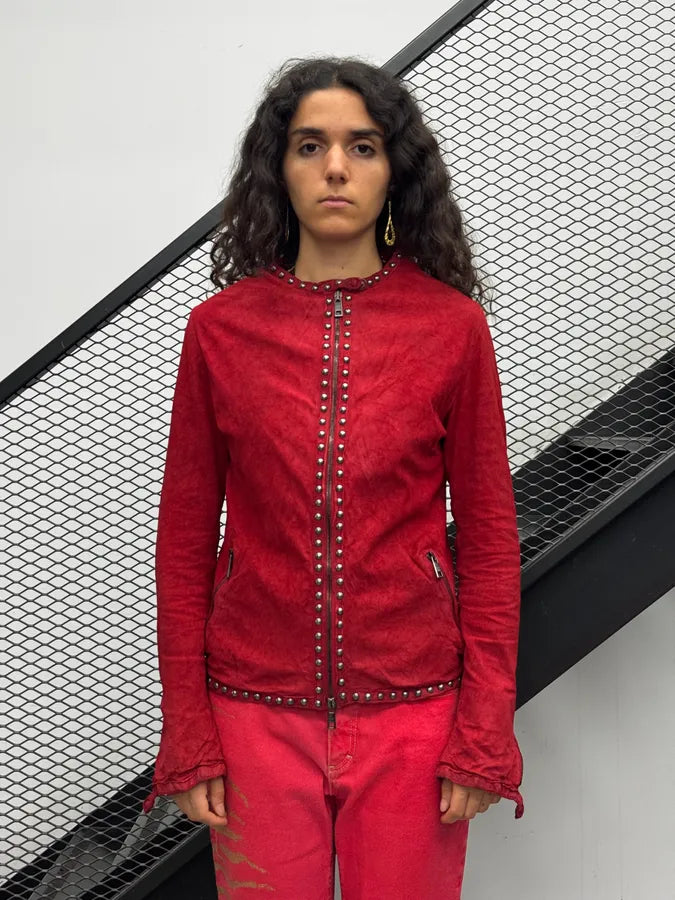 Giorgio Brato Red Studded Leather Jacket iCTcXan 1