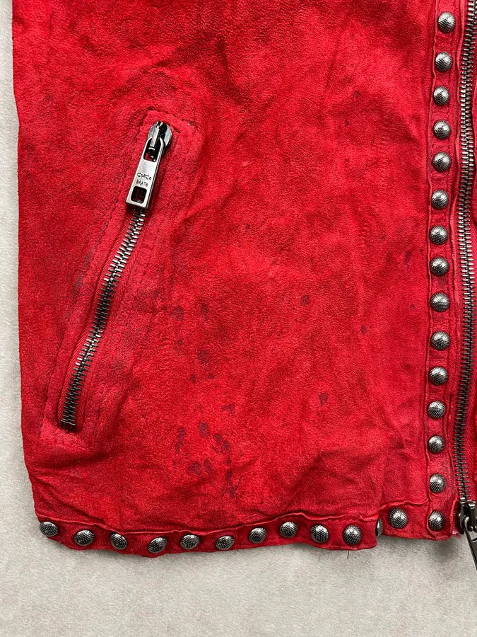 Giorgio Brato Red Studded Leather Jacket iCTcXan 9