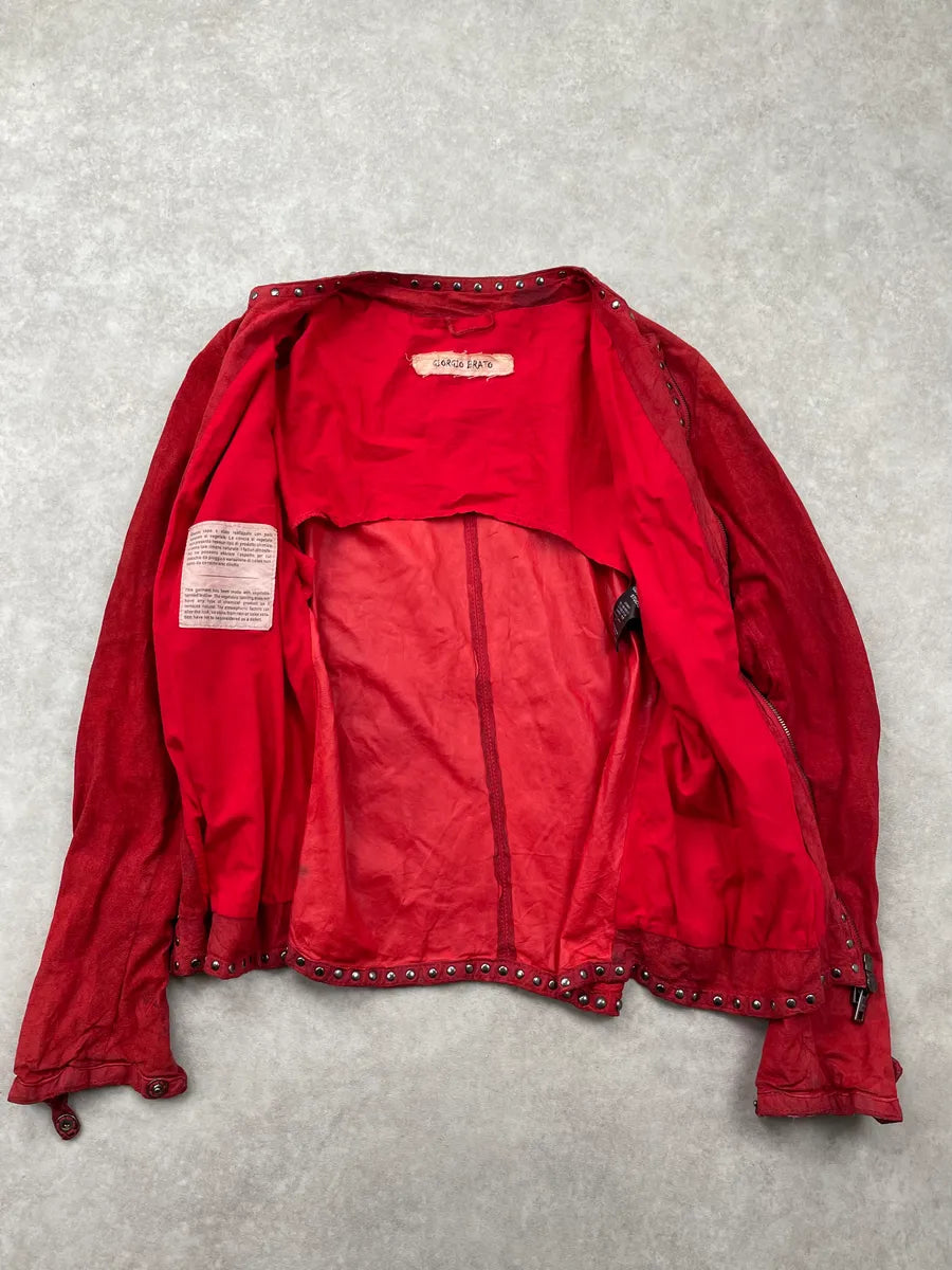 Giorgio Brato Red Studded Leather Jacket iCTcXan 10