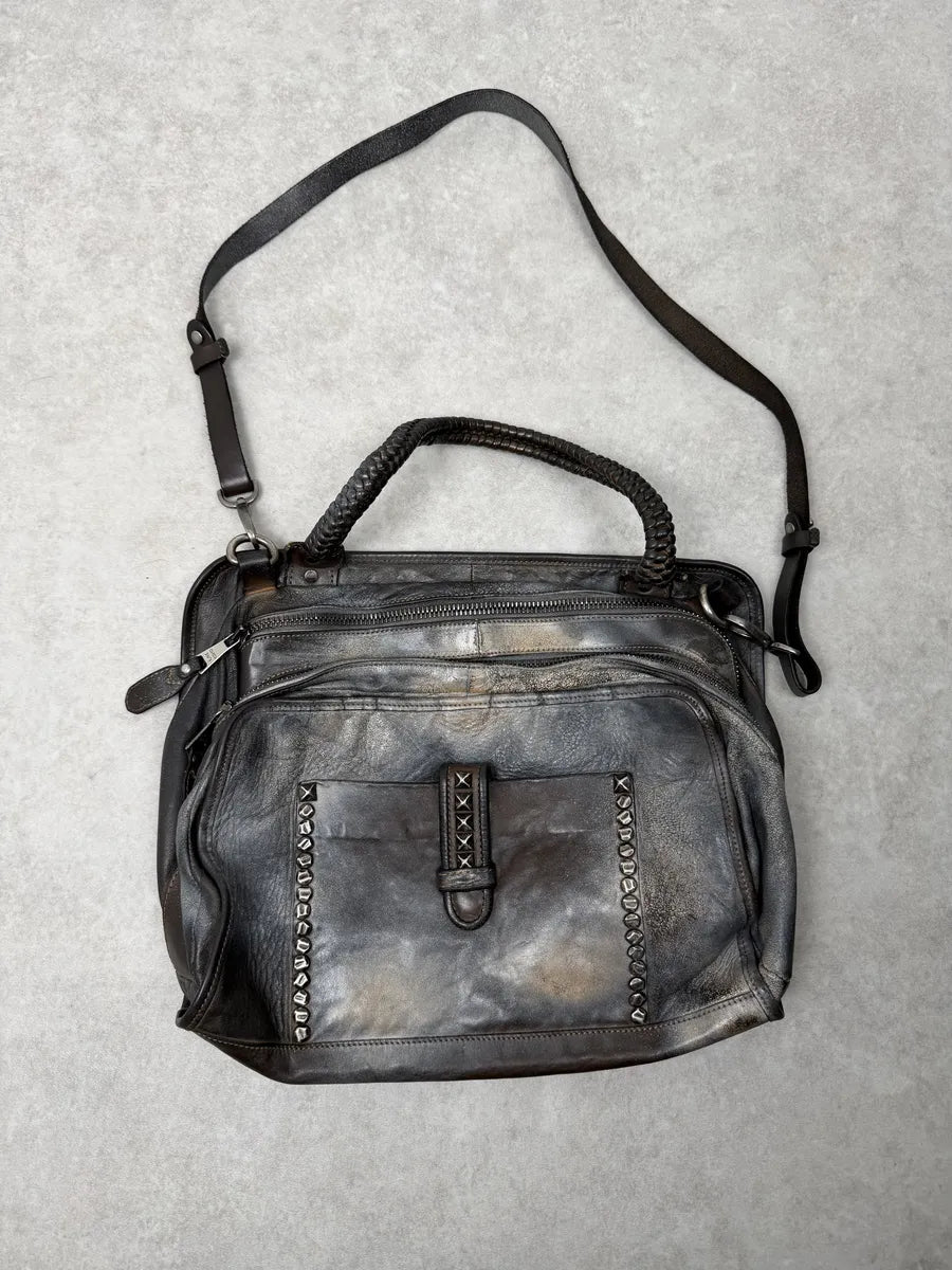 Giorgio Brato Silver Grey Aged Leather Shoulder Bag VlHJUjm 0
