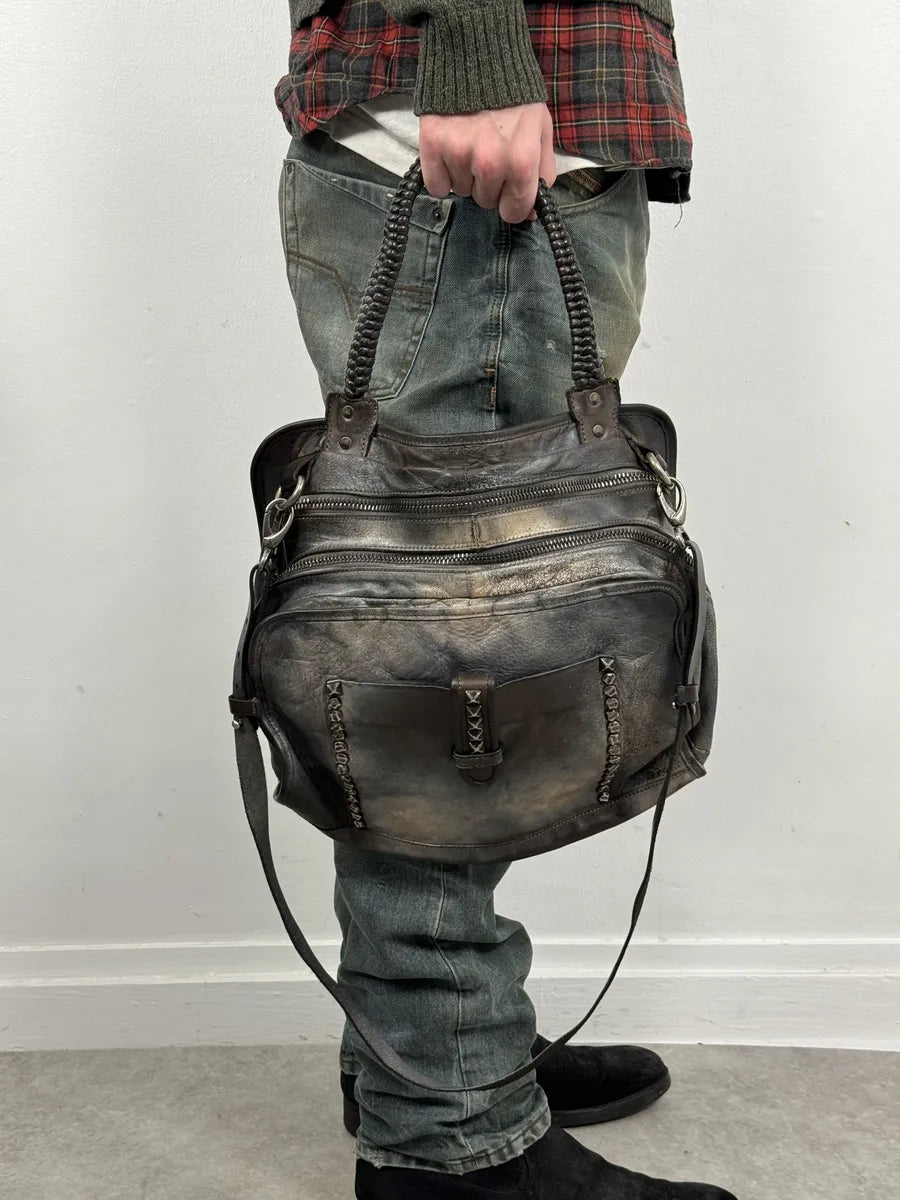 Giorgio Brato Silver Grey Aged Leather Shoulder Bag VlHJUjm 1