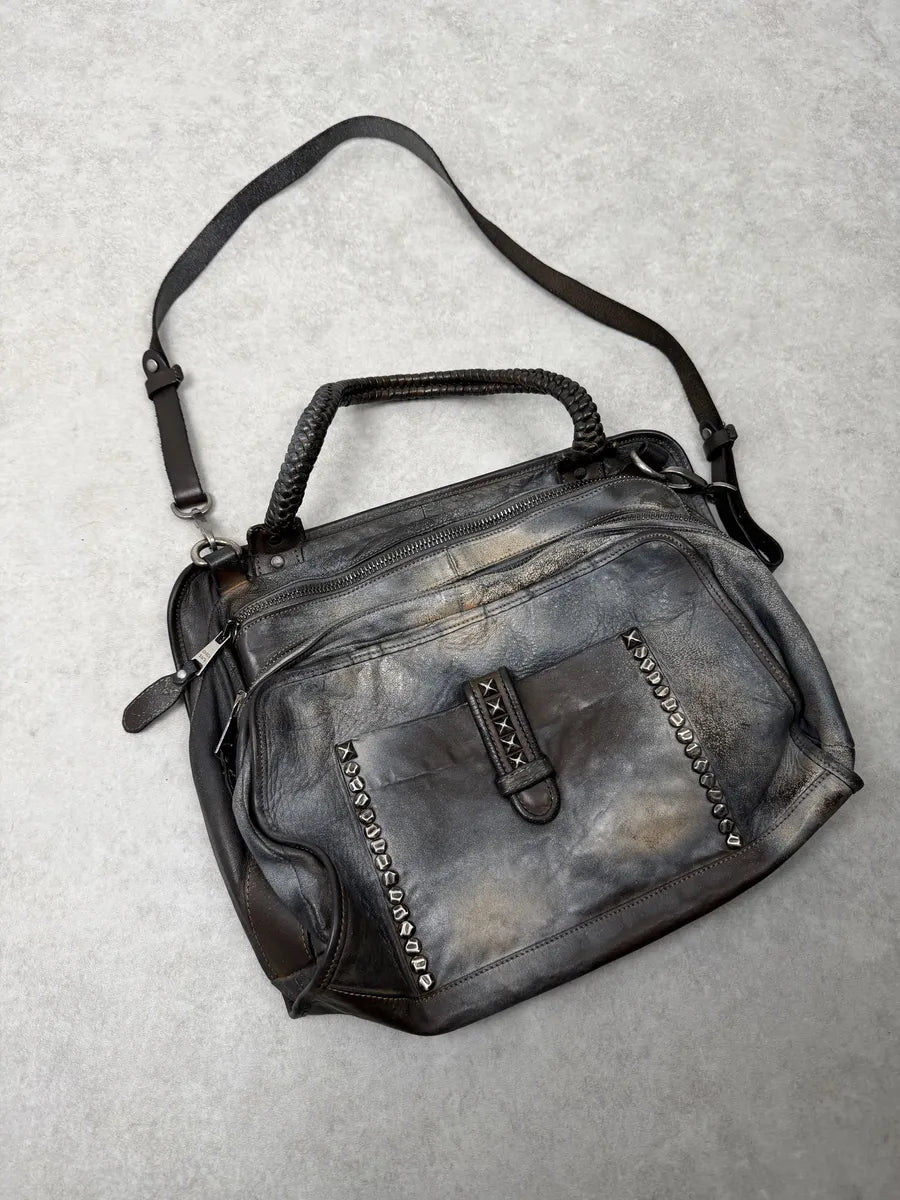 Giorgio Brato Silver Grey Aged Leather Shoulder Bag VlHJUjm 11