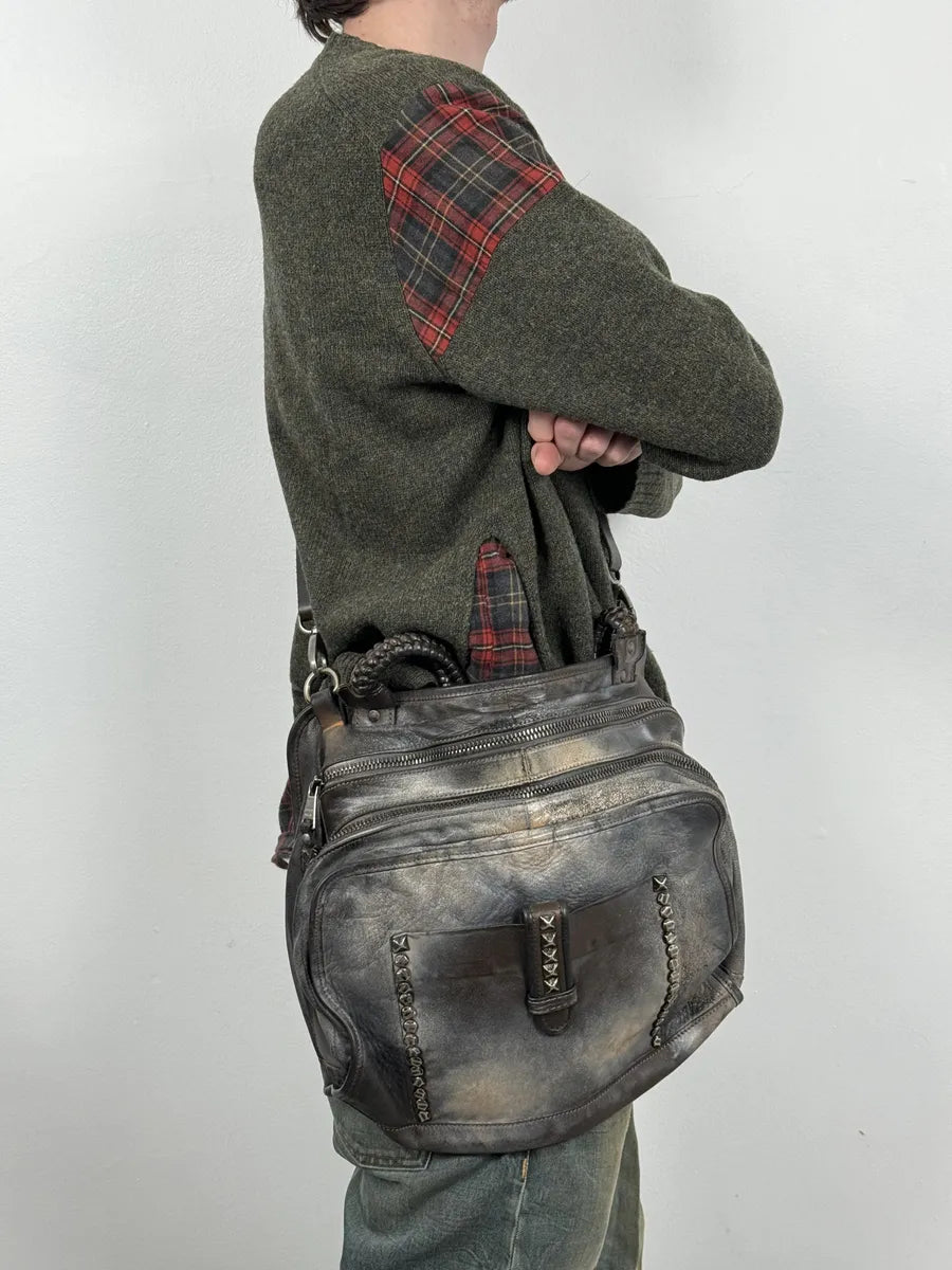 Giorgio Brato Silver Grey Aged Leather Shoulder Bag VlHJUjm 2