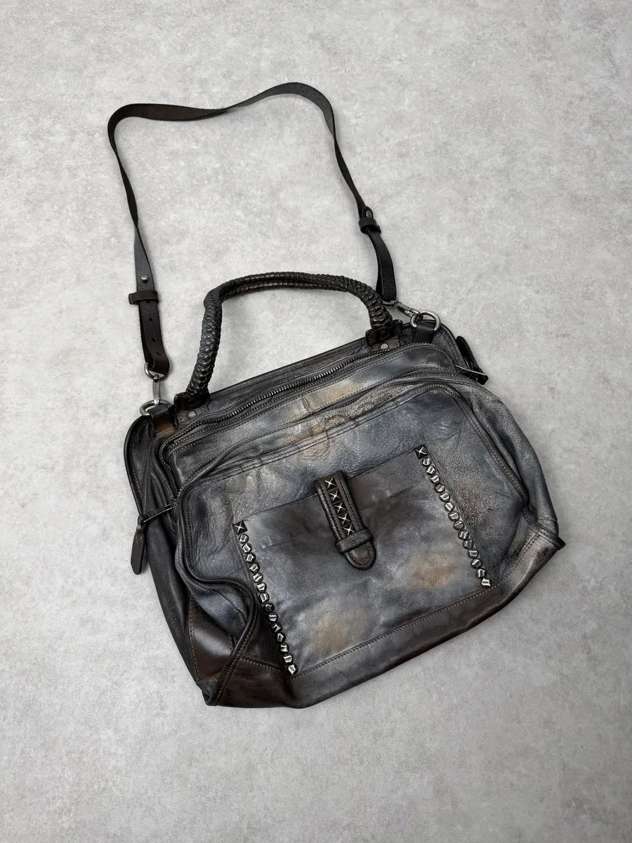 Giorgio Brato Silver Grey Aged Leather Shoulder Bag VlHJUjm 3