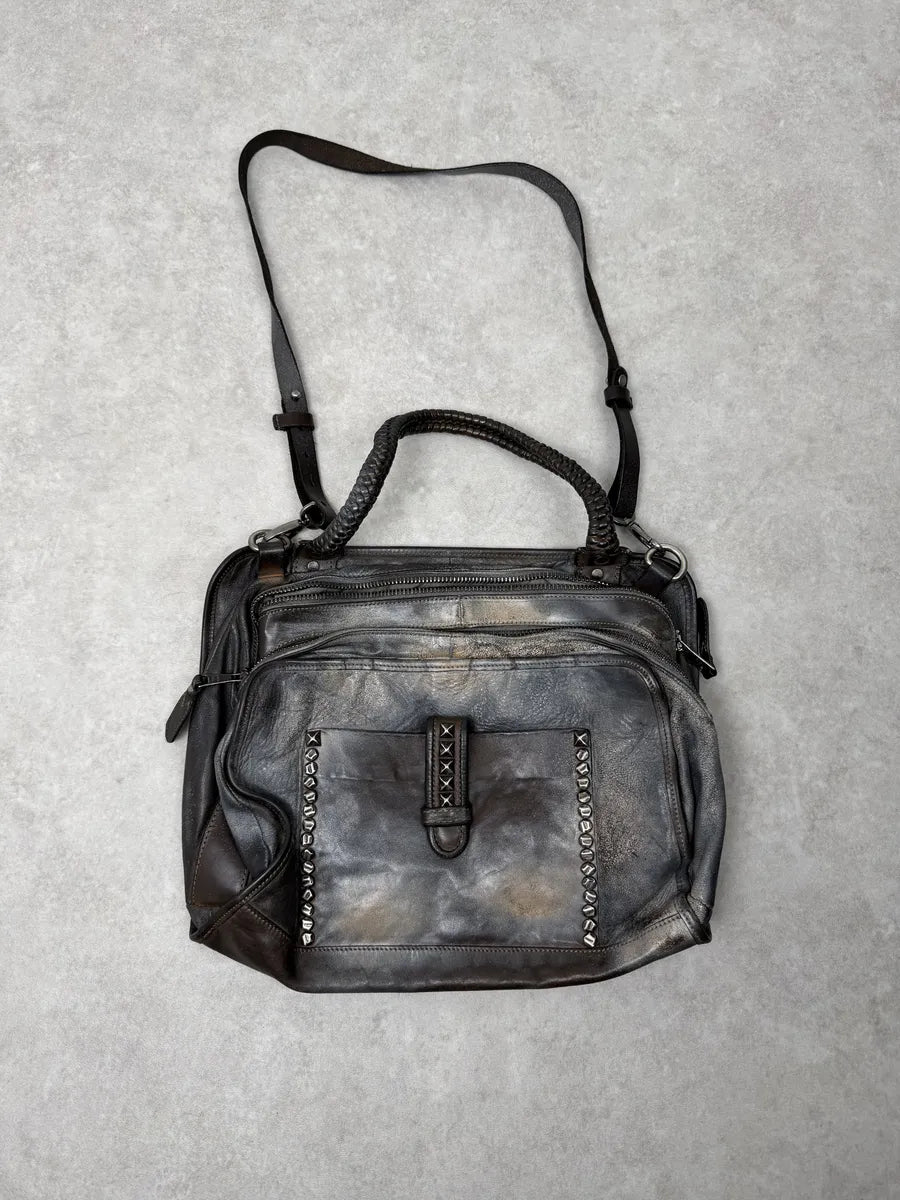 Giorgio Brato Silver Grey Aged Leather Shoulder Bag VlHJUjm 4