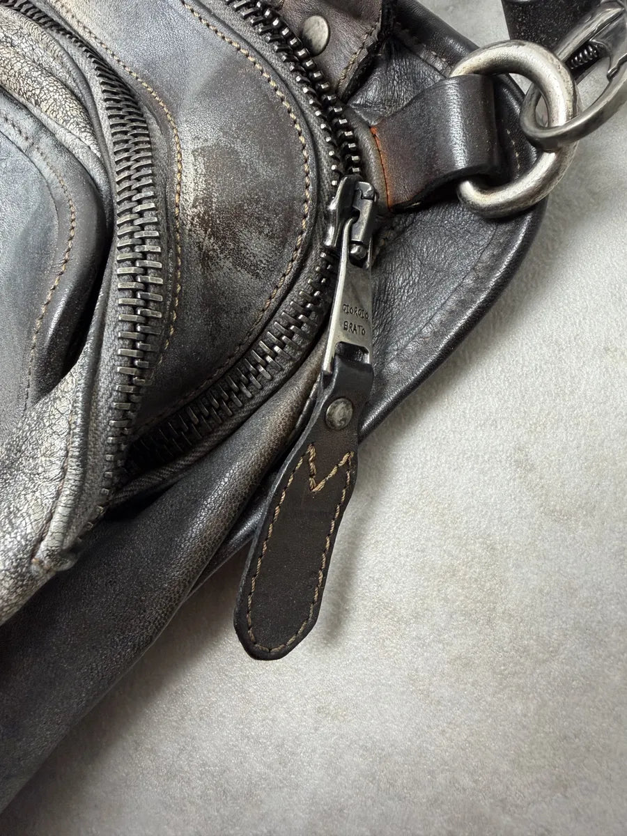 Giorgio Brato Silver Grey Aged Leather Shoulder Bag VlHJUjm 7