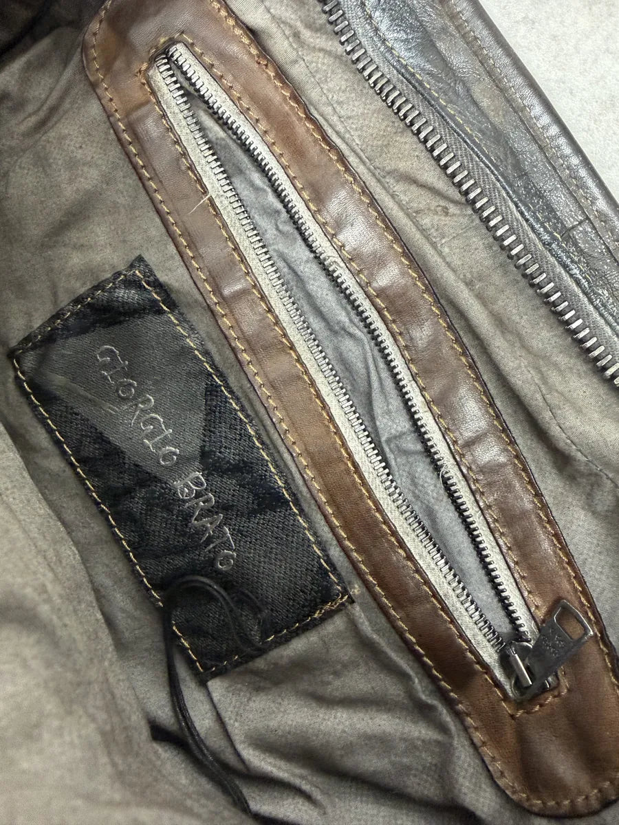 Giorgio Brato Silver Grey Aged Leather Shoulder Bag VlHJUjm 8