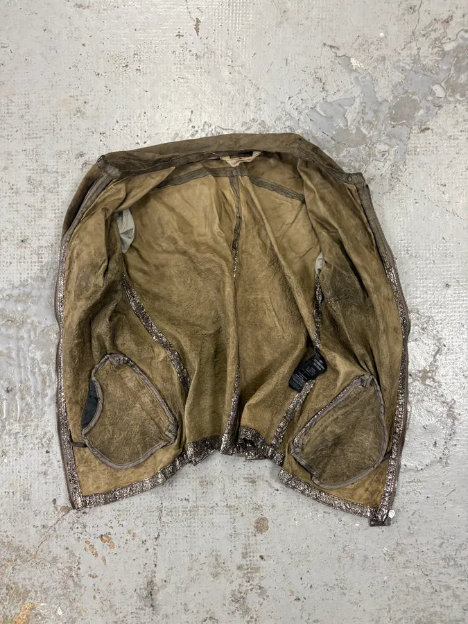 Giorgio Brato Silver Leather Crackle Biker Jacket  XhlIvUI 7