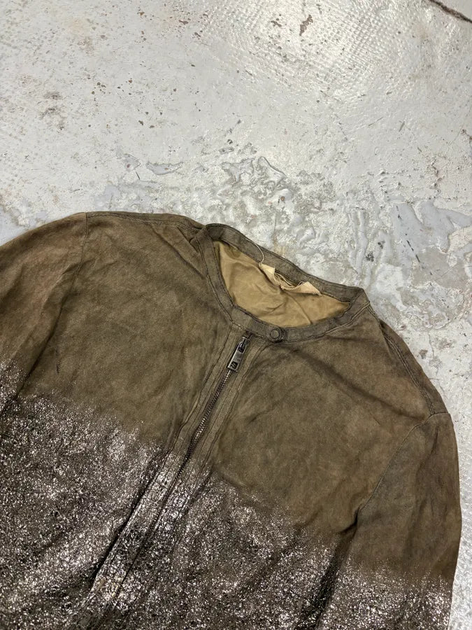 Giorgio Brato Silver Leather Crackle Biker Jacket  XhlIvUI 3