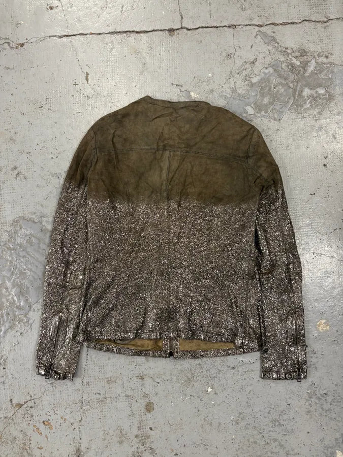 Giorgio Brato Silver Leather Crackle Biker Jacket  XhlIvUI 4