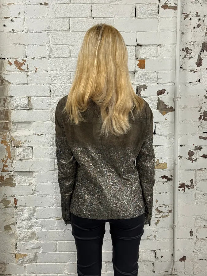 Giorgio Brato Silver Leather Crackle Biker Jacket  XhlIvUI 2