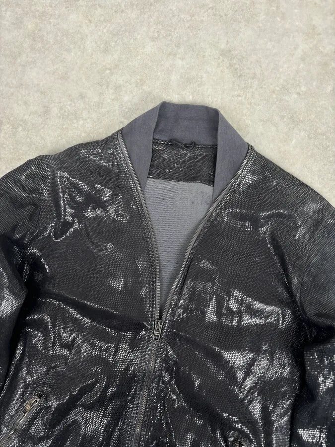 Giorgio Brato Silver Sequin Embellished Leather Bomber Jacket edrhzTB 3