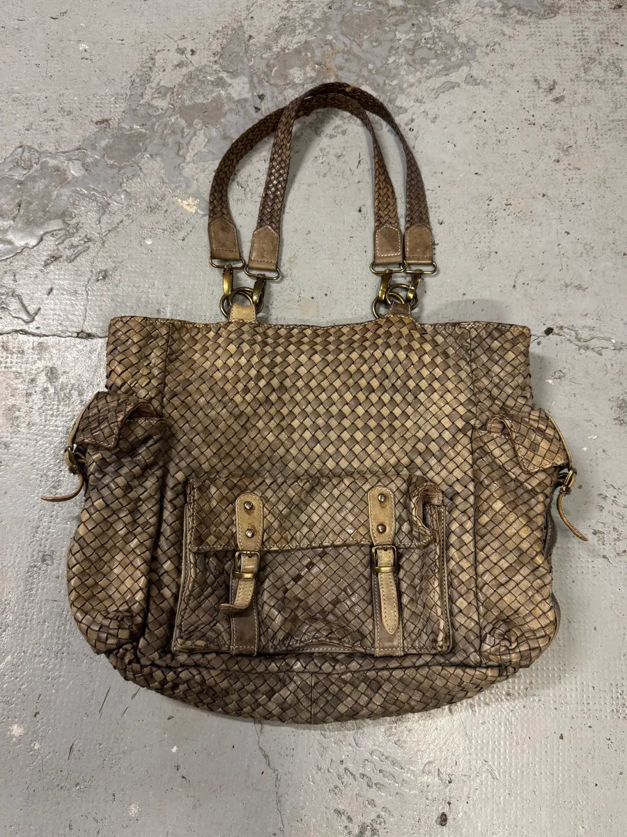 Giorgio Brato Woven Beige Leather Cargo Handle Bag DRBjcmA 0