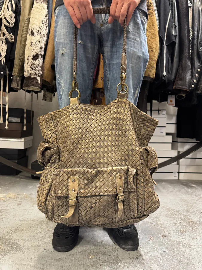 Giorgio Brato Woven Beige Leather Cargo Handle Bag DRBjcmA 1